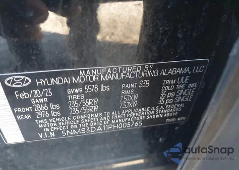 2023 Hyundai Santa Fe Hybrid Sel Premium из США, поврежденный, VIN 5NMS3DA11PH005765